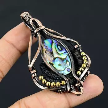 Подвеска ручной работы из медной проволоки из натурального морского ушка, 2,87 дюйма, H9M29