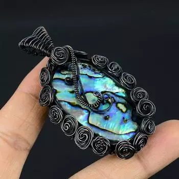 Подвеска ручной работы из медной проволоки из натурального морского ушка, 2,8 дюйма, i4o69