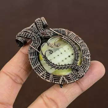 Подвеска ручной работы из медной проволоки из натурального перламутра 2,56 дюйма g5e36