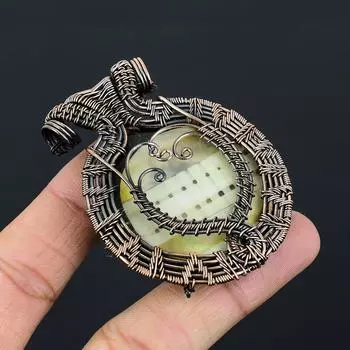 Подвеска ручной работы из медной проволоки из натурального перламутра 2,56 дюйма p3q21