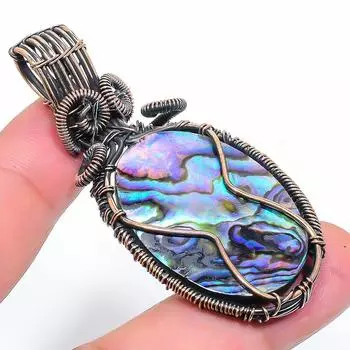 Подвеска ручной работы из медной проволоки из натурального морского ушка, 2,56 дюйма, B6l88