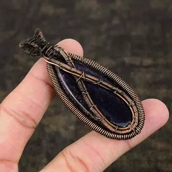 Подвеска ручной работы из медной проволоки из натурального русского чароита 2,95 W2J26