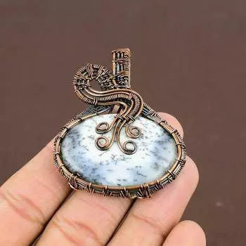 Подвеска ручной работы из медной проволоки, натуральный дендритовый опал, 2,29 дюйма, a8y71