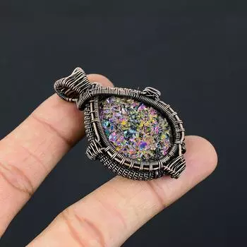 Подвеска ручной работы из медной проволоки с натуральным австралийским тройным опалом 2,17 дюйма A0P32