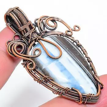 Подвеска ручной работы из медной проволоки с натуральным опалом Owyhee и драгоценным камнем 2,44 дюйма Z6o33