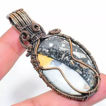 Подвеска ручной работы из медной проволоки с натуральным драгоценным камнем малинга яшма 2,80 дюйма h7n11