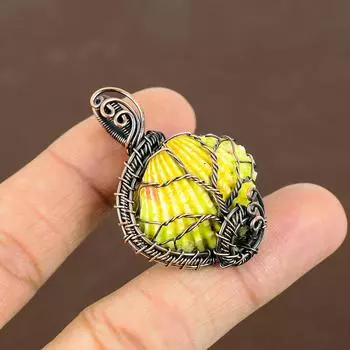 Подвеска ручной работы из медной проволоки в форме ракушки натурального желтого цвета, длина 1,77 дюйма, m3M72