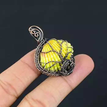 Подвеска ручной работы из медной проволоки в форме ракушки натурального желтого цвета, 1,77 дюйма, t5Q82