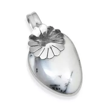 Подвеска ручной работы из натурального дендритового опала из стерлингового серебра 925 пробы для женщин и девочек