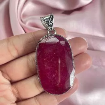Подвеска ручной работы из натурального красного рубина с серебряной цепочкой из стерлингового серебра 925 пробы в форме капли ожерелье Small
