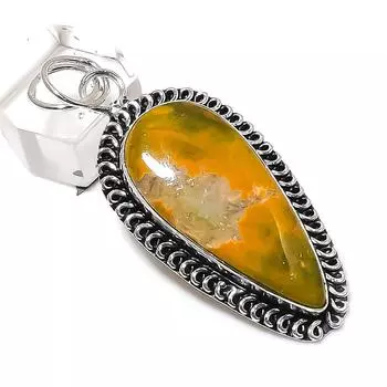 Подвеска ручной работы из натурального океанского яшма из стерлингового серебра 925 пробы 2,44 дюйма w1P28