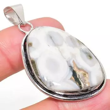 Подвеска ручной работы из натурального океанского яшма из стерлингового серебра 925 пробы 2,01 дюйма U8s98