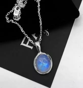 Подвеска ручной работы из серебра 925 пробы с красивым радужным лунным камнем и драгоценным камнем 14.05mm белый