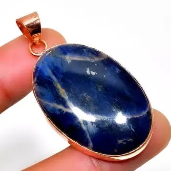 Подвеска ручной работы из серебра 925 пробы с драгоценным камнем содалитом 1,89 дюйма 1.89 синий