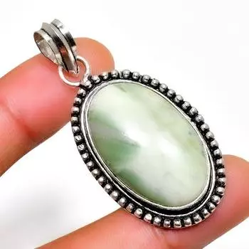 Подвеска ручной работы из швейцарского зеленого опала с посеребрением 925 пробы, 1,89 дюйма 1.89 зелёный