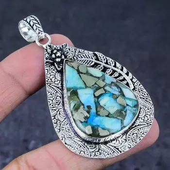 Подвеска ручной работы из стерлингового серебра 925 пробы с натуральным драгоценным камнем колючей устрицы 2,80 дюйма z0o84