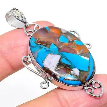 Подвеска ручной работы из стерлингового серебра 925 пробы с натуральным драгоценным камнем колючая устрица 2,29 дюйма d4F26