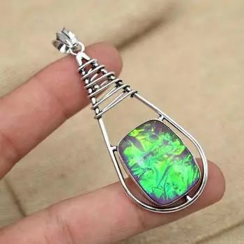 Подвеска ручной работы из стерлингового серебра 925 пробы с фиолетовым австралийским тройным опалом и фантастическим драгоценным камнем 2.75 Inches фиолетовый