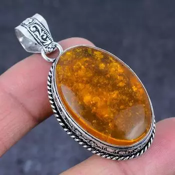Подвеска ручной работы из стерлингового серебра 925 пробы с натуральным балтийским янтарем 2,17 дюйма l2c67