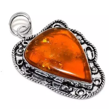 Подвеска ручной работы из стерлингового серебра 925 пробы с натуральным балтийским янтарем 2,48 дюйма P5A03