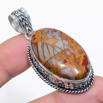 Подвеска ручной работы из стерлингового серебра 925 пробы с натуральным драгоценным камнем Норина Джаспер 2,05 дюйма k1i87