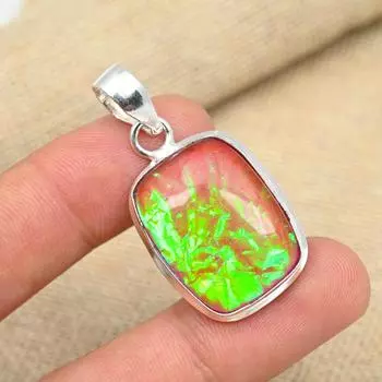 Подвеска ручной работы из стерлингового серебра 925 пробы с розовым австралийским тройным опалом и драгоценным камнем 1.57 Inches розовый