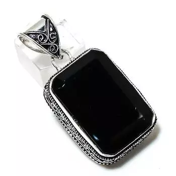 Подвеска ручной работы из стерлингового серебра 925 пробы с натуральной черной шпинелью 1,97 дюйма e5j81