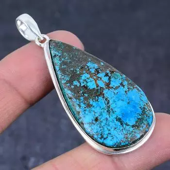 Подвеска ручной работы из стерлингового серебра 925 пробы с натуральной тибетской бирюзой 2,44 дюйма h2T39