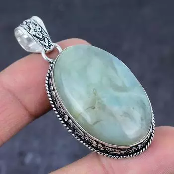 Подвеска ручной работы из стерлингового серебра 925 пробы с натуральным аквамарином 2,21 дюйма w0u15