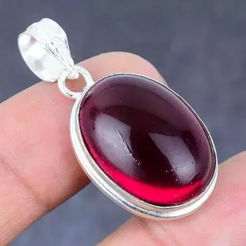 Подвеска ручной работы из стерлингового серебра 925 пробы с натуральным красным гранатом размером 1,58 дюйма H1Z15