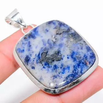 Подвеска ручной работы из стерлингового серебра 925 пробы с натуральным драгоценным камнем содалитом 2,17 дюйма I2f18