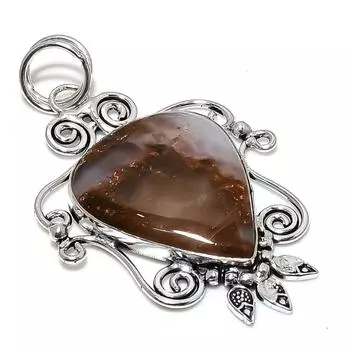 Подвеска ручной работы из стерлингового серебра 925 пробы с натуральным болдер опалом 2,88 дюйма v5n45