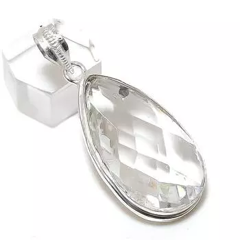 Подвеска ручной работы из стерлингового серебра 925 пробы с натуральным белым топазом 2,01 дюйма S4I72