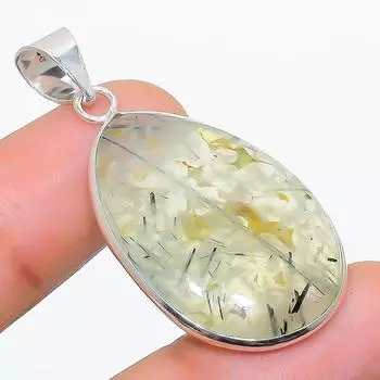 Подвеска ручной работы из стерлингового серебра 925 пробы с натуральным драгоценным камнем пренитом 1,73 дюйма k5l31