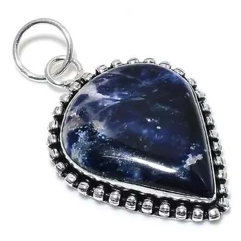 Подвеска ручной работы из стерлингового серебра 925 пробы с натуральным драгоценным камнем содалитом 2,36 дюйма S9q19