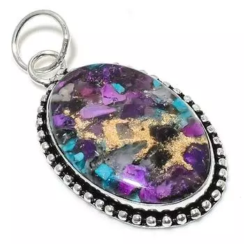 Подвеска ручной работы из стерлингового серебра 925 пробы с натуральным драгоценным камнем колючая устрица 2,32 дюйма W6u33