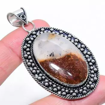 Подвеска ручной работы из стерлингового серебра 925 пробы с натуральным болдер опалом 2,72 дюйма G1f91