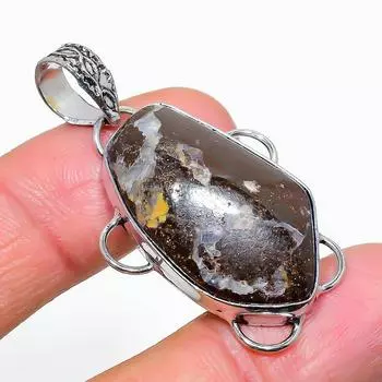 Подвеска ручной работы из стерлингового серебра 925 пробы с натуральным болдер опалом 1,77 дюйма F7G16