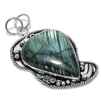 Подвеска ручной работы из стерлингового серебра 925 пробы с натуральным лабрадоритом 2,68 дюйма T8R23