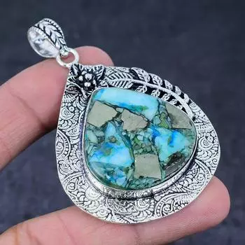 Подвеска ручной работы из стерлингового серебра 925 пробы с натуральным драгоценным камнем колючая устрица 2,76 дюйма B7o09