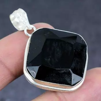 Подвеска ручной работы из стерлингового серебра 925 пробы с натуральной черной шпинелью 1,81 дюйма n4E16