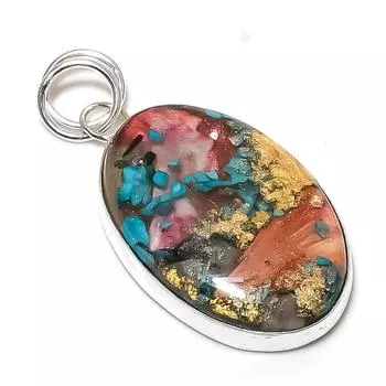 Подвеска ручной работы из стерлингового серебра 925 пробы с натуральным драгоценным камнем колючая устрица 2,05 дюйма V7D52