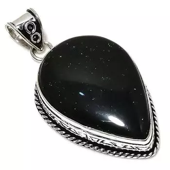 Подвеска ручной работы из стерлингового серебра 925 пробы с натуральным черным ониксом 2,36 дюйма D6Q19