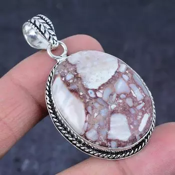 Подвеска ручной работы из стерлингового серебра 925 пробы с натуральным драгоценным камнем дикой лошади 2,17 дюйма d9d03