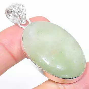 Подвеска ручной работы из стерлингового серебра 925 пробы с натуральным драгоценным камнем пренитом 2,09 дюйма Q0C58