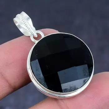 Подвеска ручной работы из стерлингового серебра 925 пробы с натуральной черной шпинелью 1,58 дюйма P4L39