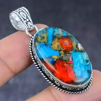 Подвеска ручной работы из стерлингового серебра 925 пробы с натуральным драгоценным камнем колючая устрица 2,05 дюйма c8u03