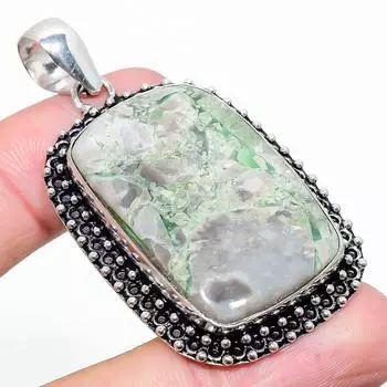 Подвеска ручной работы из стерлингового серебра 925 пробы с натуральным драгоценным камнем варисцит 2,36 дюйма A4J14