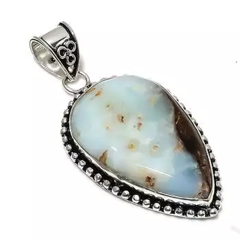 Подвеска ручной работы из стерлингового серебра 925 пробы с натуральным драгоценным камнем хризопразом 2,56 дюйма P9y06