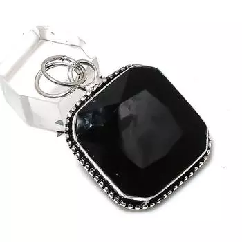 Подвеска ручной работы из стерлингового серебра 925 пробы с натуральной черной шпинелью 1,77 дюйма F1v13